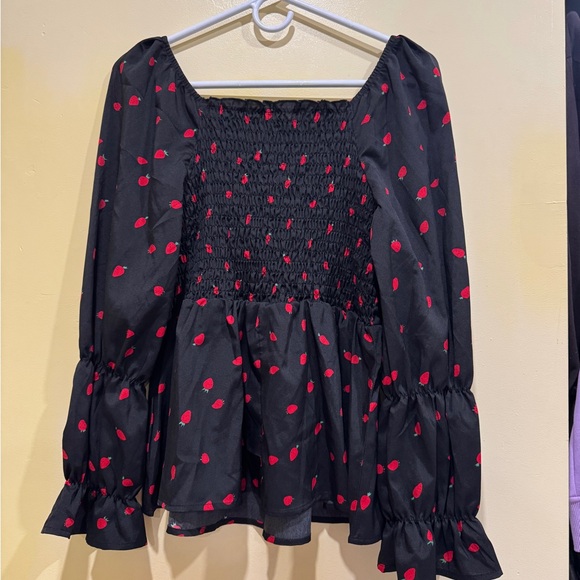 SHEIN Black Blouse with Red Accents - Picture 9 of 10